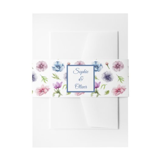 Waterverf Anemone Flower Wedding Uitnodigingen Wikkel (Voorkant Voorbeeld)