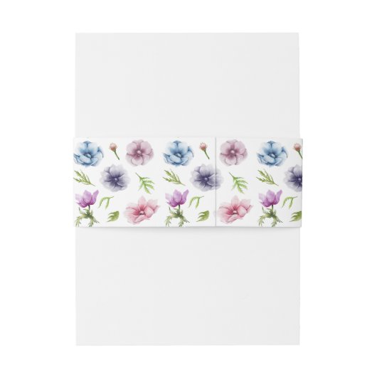 Waterverf Anemone Flower Wedding Uitnodigingen Wikkel (Achterkant Voorbeeld)