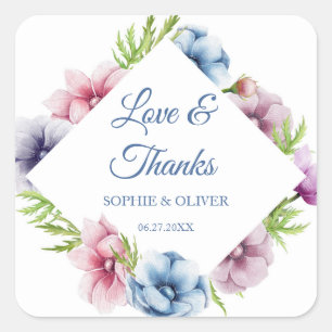 Waterverf Anemone Flower Wedding Vierkante Sticker