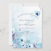 Waterverf Anemone Flowers Ice Blue Kaart (Voorkant)