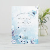 Waterverf Anemone Flowers Ice Blue Kaart (Staand voorkant)