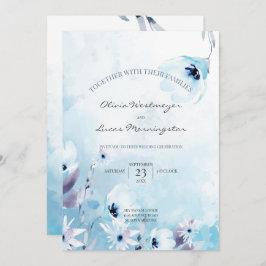 Waterverf Anemone Flowers Ice Blue Kaart