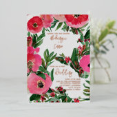 Waterverf Anemone Folie Wedding Folie Uitnodiging (Staand Voorkant)