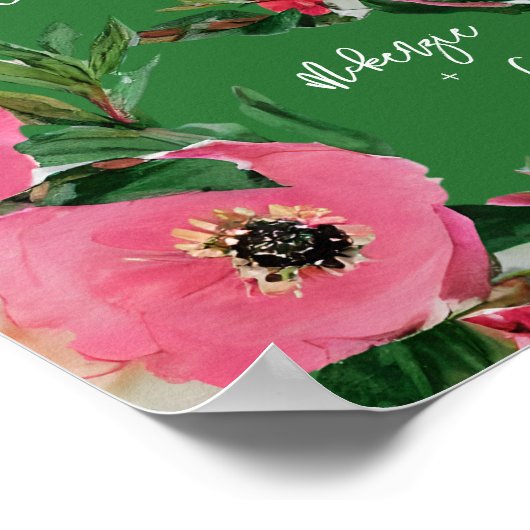 Waterverf Anemone Green Wedding Welcome Poster (Hoek)