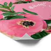Waterverf Anemone Pink Weddenschap Welkom Poster (Hoek)