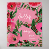 Waterverf Anemone Pink Weddenschap Welkom Poster (Voorkant)