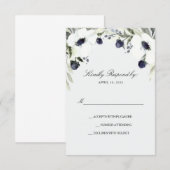 Waterverf Anemone Weddenningkaart RSVP Kaartje (Voorkant / Achterkant)