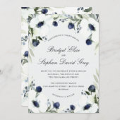 Waterverf Anemone Wedding Invitation Design Kaart (Voorkant / Achterkant)