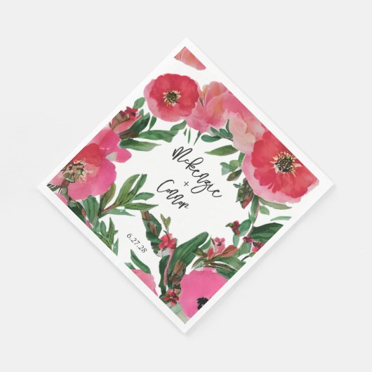 Waterverf Anemone Wedding Servet (Hoek)