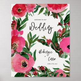 Waterverf Anemone Wedding Welkom Poster