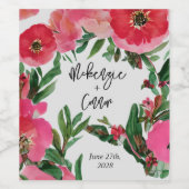 Waterverf Anemone Wedding Wijn Etiket (Enkel label)