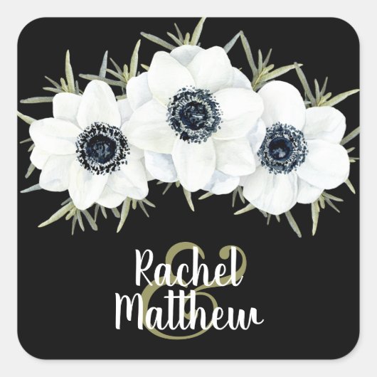 Waterverf Anemonen Bloemen Stickers (Voorkant)