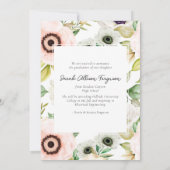 Waterverf Anemones Bloemen Foto Afstuderen Aankondiging (Achterkant)