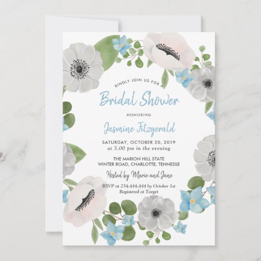 Waterverf Anemones Bloemenkrans | VRIJGEZELLENFEES Kaart (Voorkant)