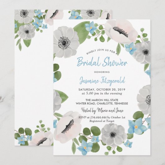 Waterverf Anemones Bloemenkrans | VRIJGEZELLENFEES Kaart (Voorkant / Achterkant)