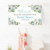 Waterverf Anemones Blue Floral | Vrijgezellenfeest Spandoek (Insitu)
