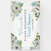 Waterverf Anemones Blue Floral | Vrijgezellenfeest Spandoek (Verticaal)
