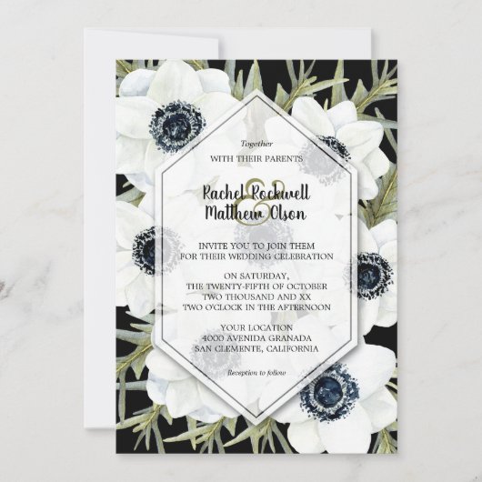 Waterverf Anemones Botanical Wedding Invitations (Voorkant)