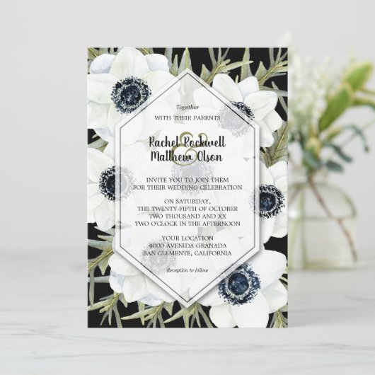 Waterverf Anemones Botanical Wedding Invitations (Staand voorkant)