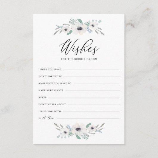 Waterverf Anemones wenst Bride en Groom Advieskaart (Voorkant)