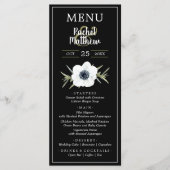 Waterverf Anemones Zwart-wit bruiloft Menu (Voorkant)