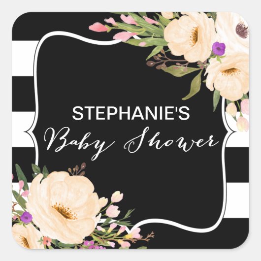 Waterverf Anemoon Bloeit Baby shower Stickers (Voorkant)
