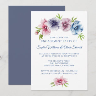 Waterverf Anemoon Bloem Engagement Feest Kaart