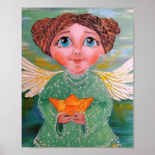 Waterverf Angel Art Print Painting Poster