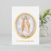 Waterverf Angel en baby Jezus met kerstmis Folie Feestdagenkaart (Staand Voorkant)