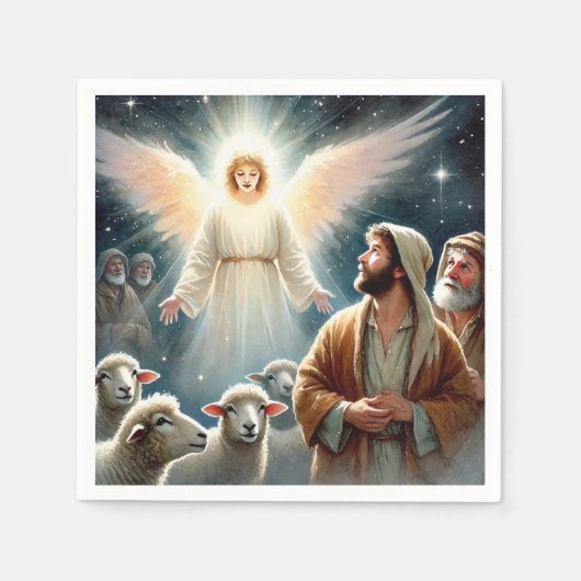 Waterverf Angel & Herders Geboorteplaats Decoupage Servet (Voorkant)