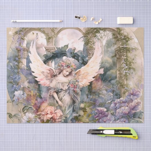 Waterverf Angel in de tuin Tissuepapier (Craft)