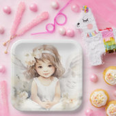 Waterverf Angel Meisje Papieren Bordje (Feest)