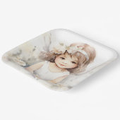 Waterverf Angel Meisje Papieren Bordje (Gebogen)