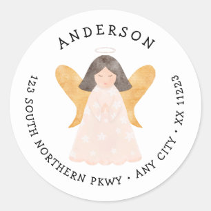 Waterverf Angel-retouradres Ronde Sticker