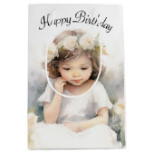 Waterverf Angel Verjaardags Meisje Medium Cadeauzakje (Voorkant)