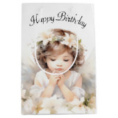 Waterverf Angel Verjaardags Meisje Medium Cadeauzakje (Voorkant)