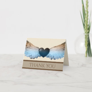 Waterverf Angel Wings & Heart Bedankt Opmerking Ka