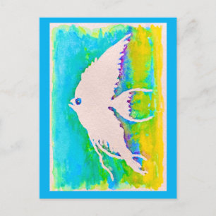 WATERVERF ANGELFISH SILHOUETTE BRIEFKAART