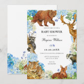 Waterverf Animals Floral wildlife baby shower Kaart (Voorkant / Achterkant)