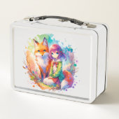  Waterverf Anime Girl en Fox (Achterkant)