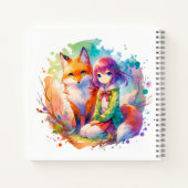  Waterverf Anime Girl en Fox Birthday Notitieboek (Achterkant)