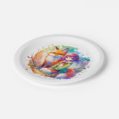  Waterverf Anime Girl en Fox Birthday Papieren Bordje (Gekanteld)