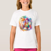 Waterverf Anime Girl en Fox T-shirt (Voorkant)