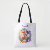 Waterverf Anime Girl en Fox Tote Bag (Voorkant)
