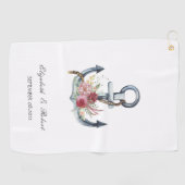 Waterverf Anker Bloemen Nautilus  Golfhanddoek (Horizontaal)