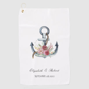 Waterverf Anker Bloemen Nautilus Golfhanddoek