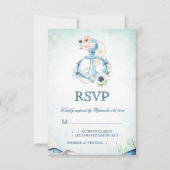 Waterverf Anker Bloemen Zeester Strand Bruiloft RSVP Kaartje (Voorkant)