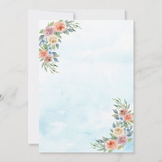 Waterverf Anker & Flowers Trouwdouche uitnodigen Kaart (Achterkant)