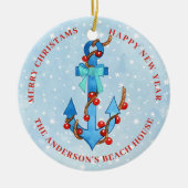 Waterverf Anker Kerst Licht Boog Nautisch Keramisch Ornament (Voorkant)