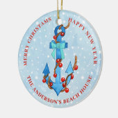 Waterverf Anker Kerst Licht Boog Nautisch Keramisch Ornament (Links)